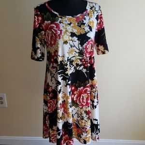 Dress, short Sleeve , multi color, black, large